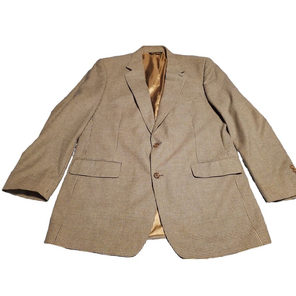 Vintage Brooks Brothers Houndstooth Wool Blazer Jacket Made in the USA 43L